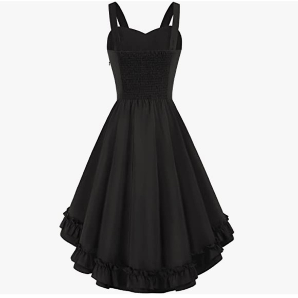 Vintage Ruffle Dress w/ Hi-Lo Hem Goth Steampunk Dress, Black, Size Small, NWOT - Picture 6 of 16